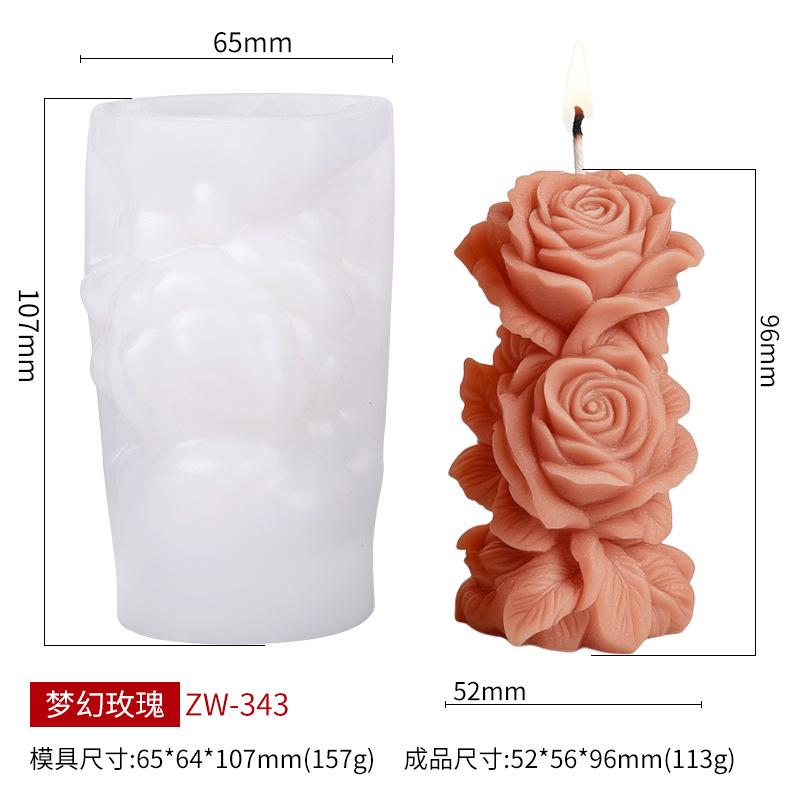 Doppelrose Aromatherapie Kerzenform Handgemacht 3D Valentinstag Stil Expansionssteinform Kuchen Backen Hochzeitsdekorationswerkzeug