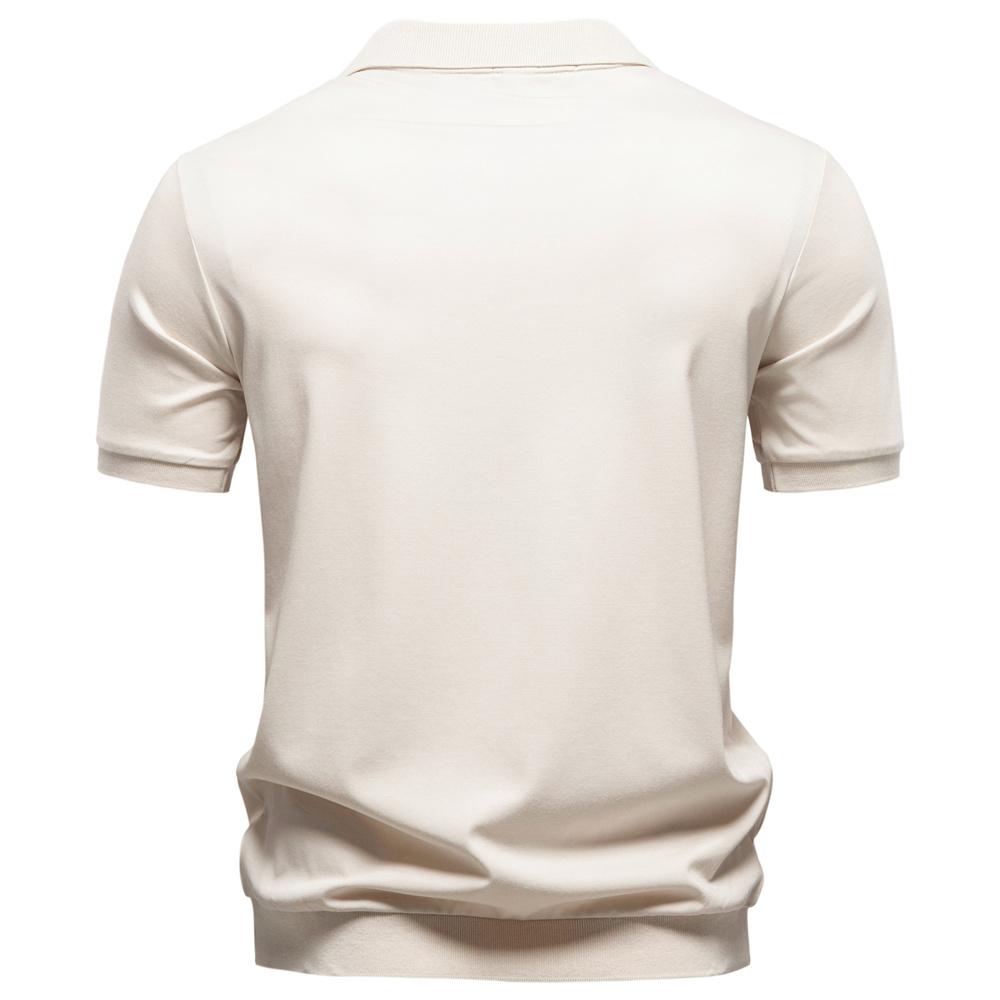 AIOPESON Herren Polohemd aus Tencel-Viskose-Mischung Atmungsaktiv Stretch Business Casual V-Ausschnitt Sommer Oberteil Einfarbige