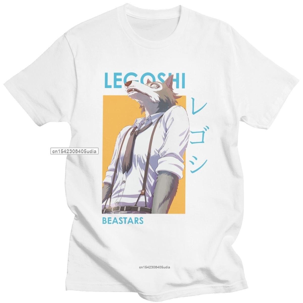 

Легоши Beastars Волк Мужские Футболки Чистый Хлопок Япония Аниме Манга Футболки Круглый Вырез Короткий Рукав Повседневная Футболка Футболка S