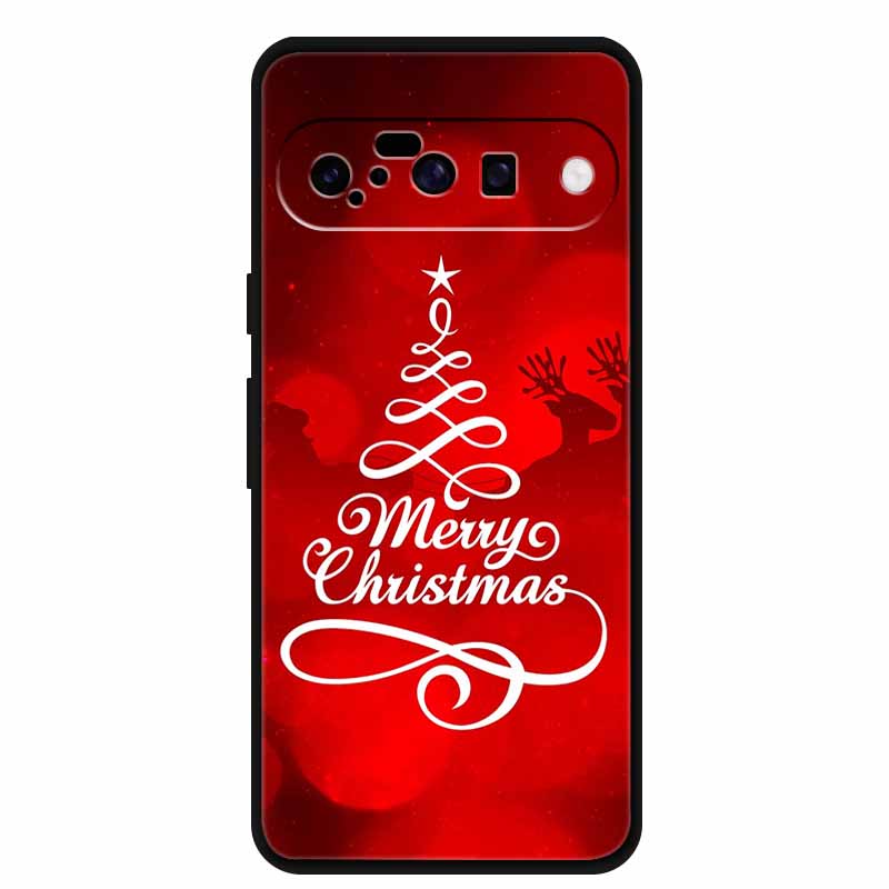 Christmas Phone Cases For Google Pixel 10 Case Silicone Soft Black Cover Christmas Tree for Pixel 10 Pro / 10 Pro XL Back Cover