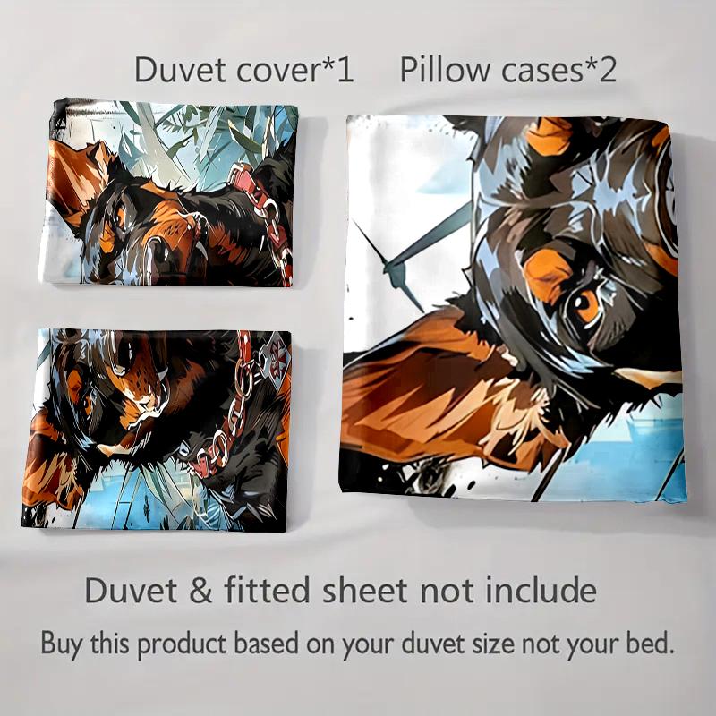 Doberman Dog Illustration. Bedding Duvet Cover Sets Duvet Covers Pillowcases Gifts (1 * Duvet Cover 2 * Pillowcases, Without Duvet Insert)