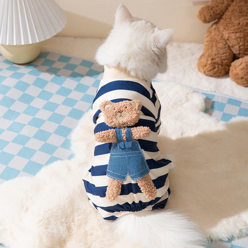 Spring Thin Cartoon Warm Four-legged Clothes Adult Cat Kitten Anti-hair Loss Home Clothes Dog Cat Clothes Pet Clothing