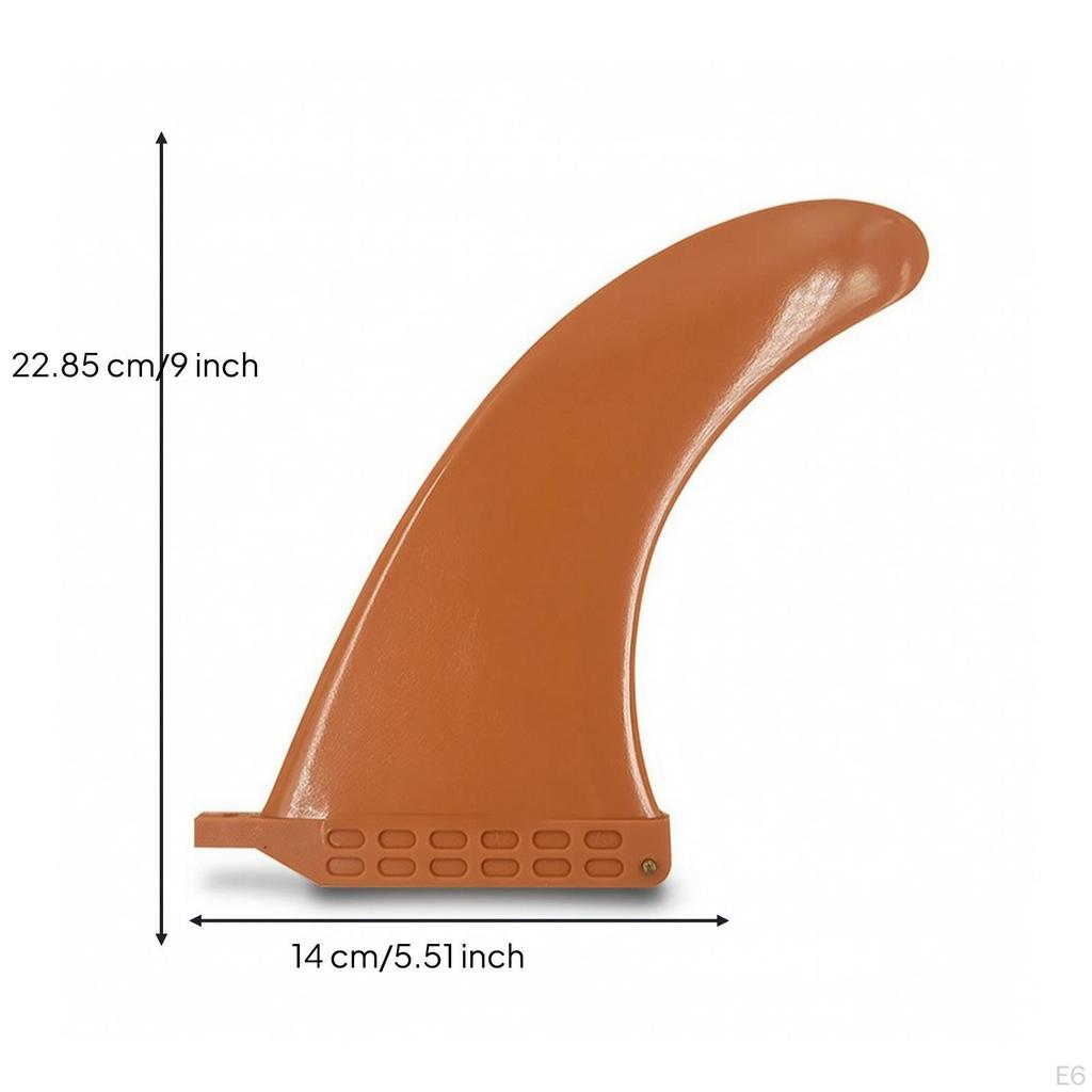 Single Fin 9 Inch with Mounting Base Curved for Longboarders, Surfers, Surfing Black
