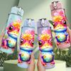 1PC Colorful Frog Cute Cartoon Print 750ml Color Plastic Sports Water Bottle Leakproof Flip Straw Lid Suitable for Sports Office Home Use