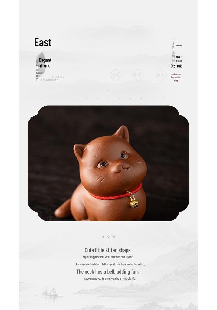 Charming Lucky Cat Purple Clay Tea Pet for Home or Office Decor