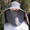 Bucket hat men's summer UV protection outdoor travel hat fishing mask face protection sun hat big brim sun hat