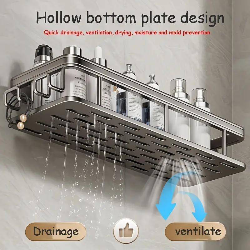 2PCS Bathroom Shelf Makeup Storage Organizer No Drill Wall Shelf Aluminum Alloy Shampoo Rack Shower Shelf Bathroom Accessories