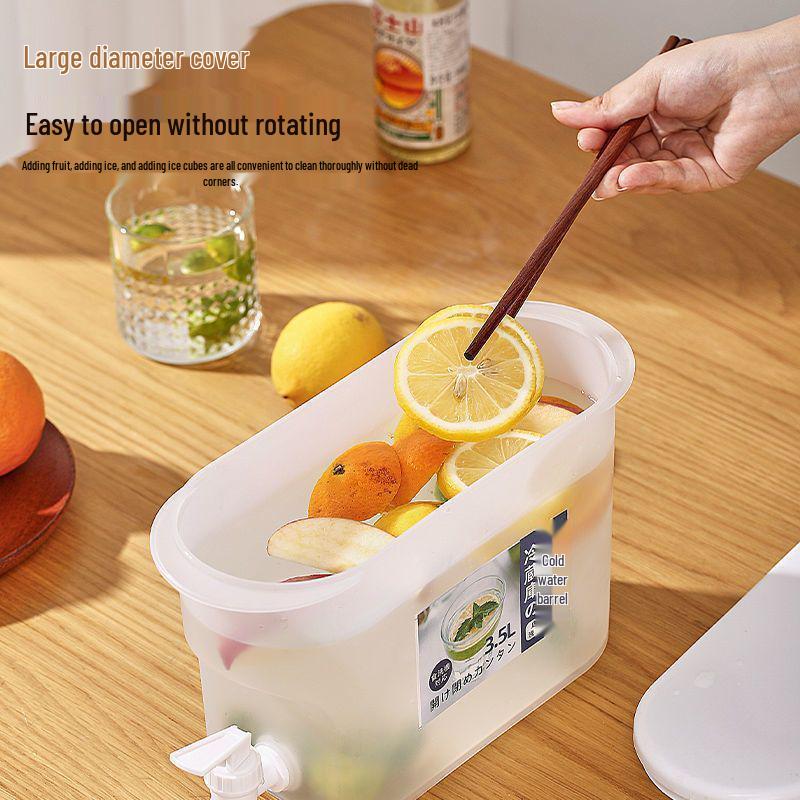 Large-Capacity Refrigerator Beverage Kettle with Faucet - Cold Water Bucket, Fruit Lemon Teapot, & Food Storage Box