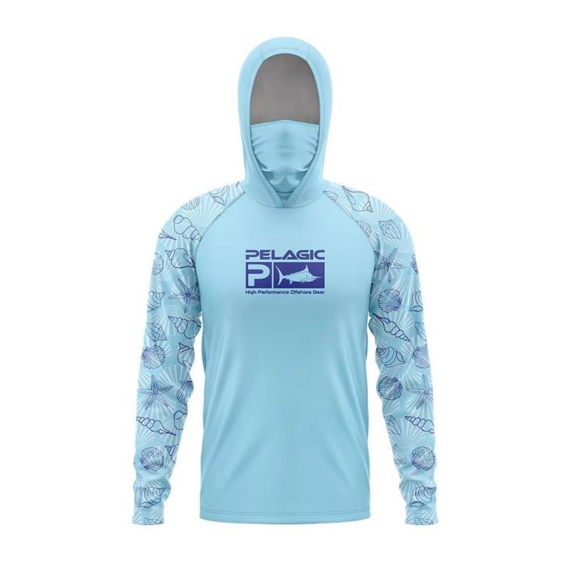 Mens Quick-Dry Hooded Fishing Shirt With Face Cover UV Protection Breathable Lightweight Summer Outdoor Sportswear