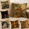 Retro Nordic Mythology Cushion Cover Silky Short Plush Invisible Zipper Dustproof Sofa Pillow Case For Home Decor