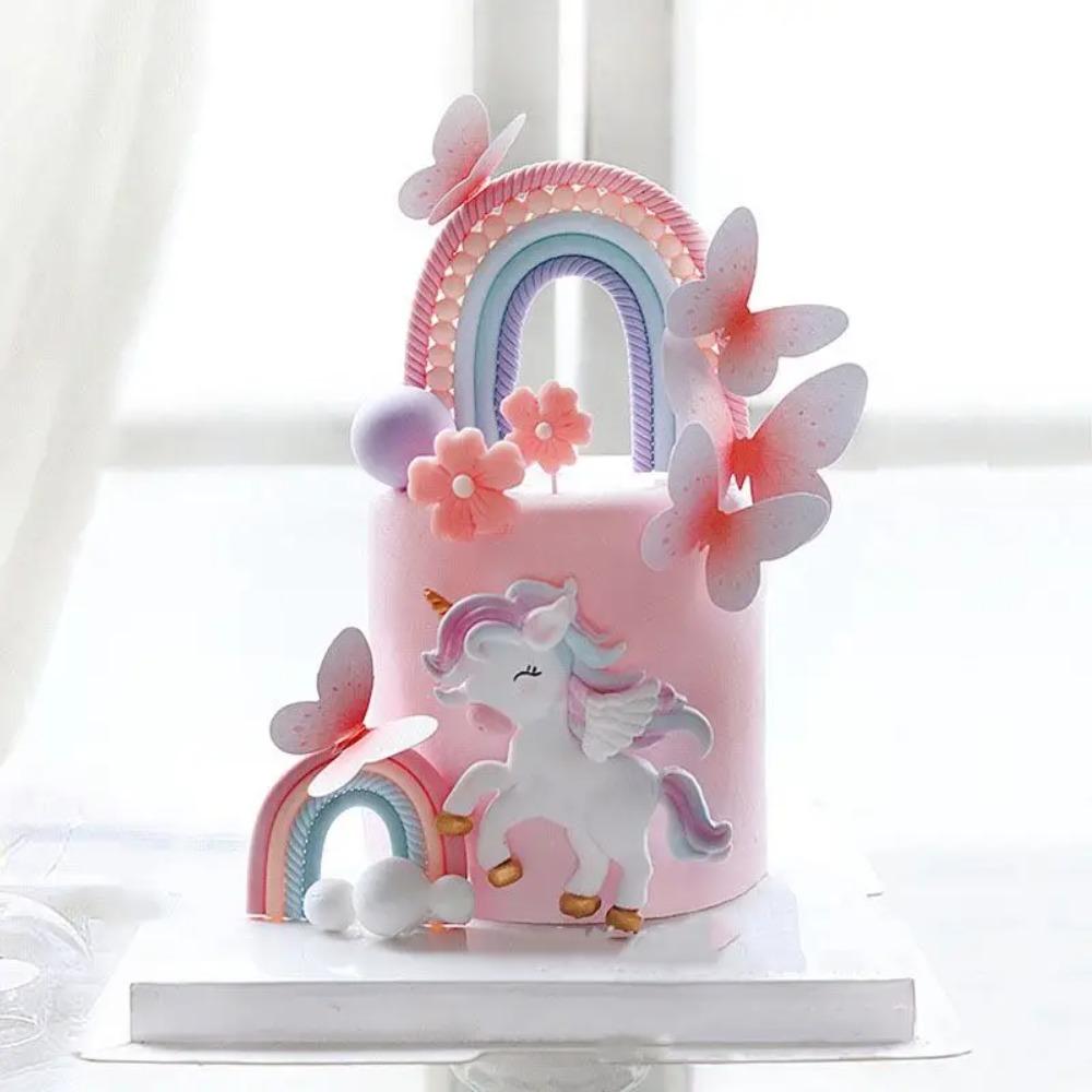 Butterfly Rainbow Unicorn Cake Topper Birthday Party Decor Girl Cake Kids Unicorn Birthday Baby Shower Rainbow Cake Decoratings