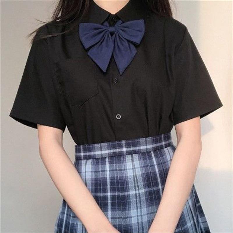 

Оригинальная японская рубашка JK Uniform с коротким рукавом - Черная/Белая с вариантами острого и круглого воротника S