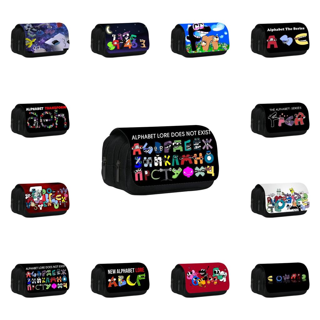 Alphabet Lore Themed Pencil Pouch With Polyester Material And Multiple Compartments For Students
