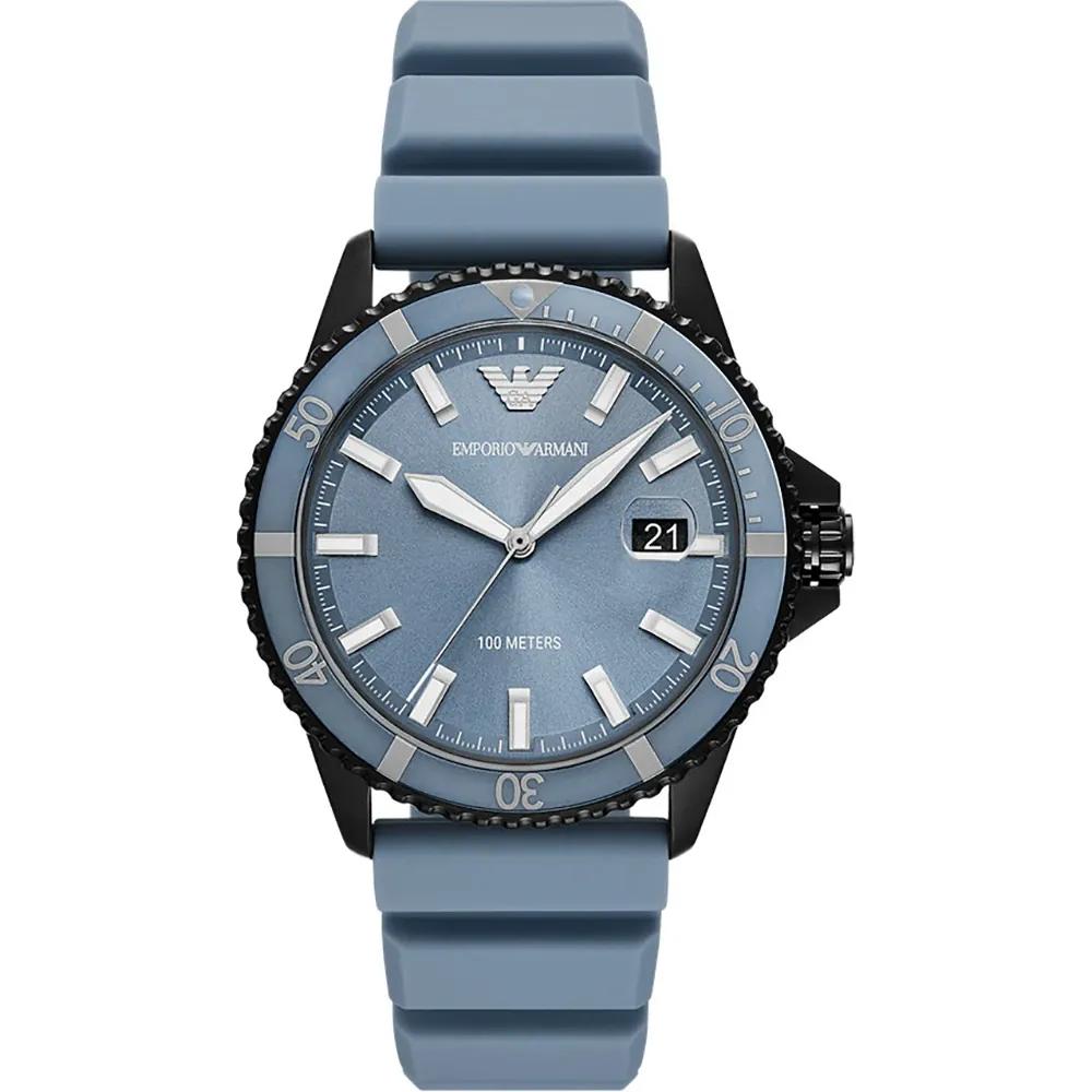 

Emporio Armani World Explorer Diver Style Blue Dial Light Blue Silicone Quartz Watch AR11685 синий