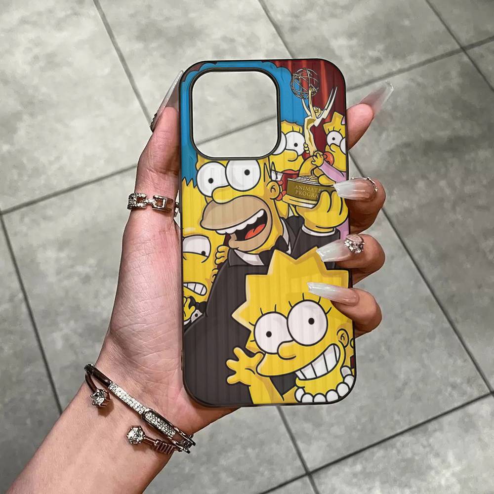 Custodia per Telefono Cartone Animato The S-Simpsons Per IPhone 11 12 13 14 15 16 17 Pro Max Plus Bordo in Silicone Ondulato