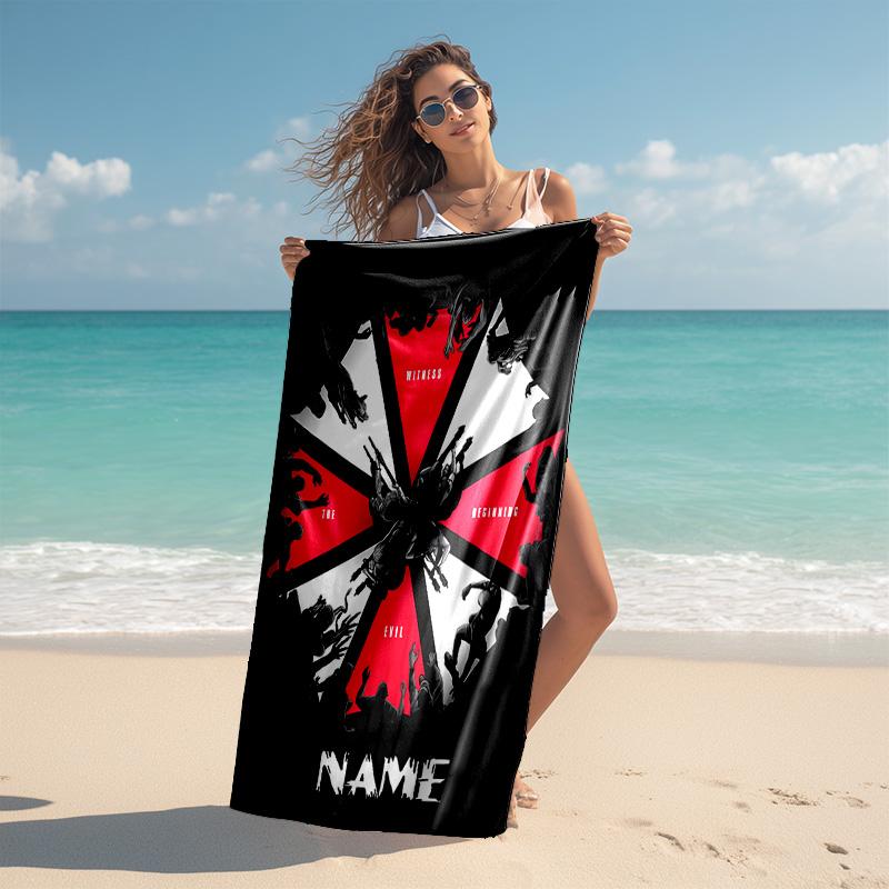 Personalized customized proof beach towel with resident Evil pattern - soft, absorbent,quick-drying,perfect swimming,camping&bathing