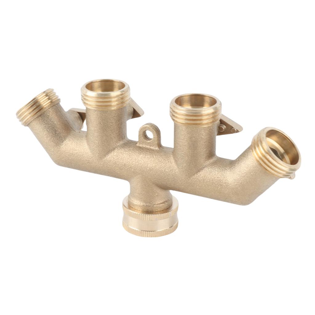 G3 4 Ottone 4 Vie Divisore per Tubo da Giardino Valvola a Sfera Adattatore per Tubo Connettore Valvola Rubinetto Acqua