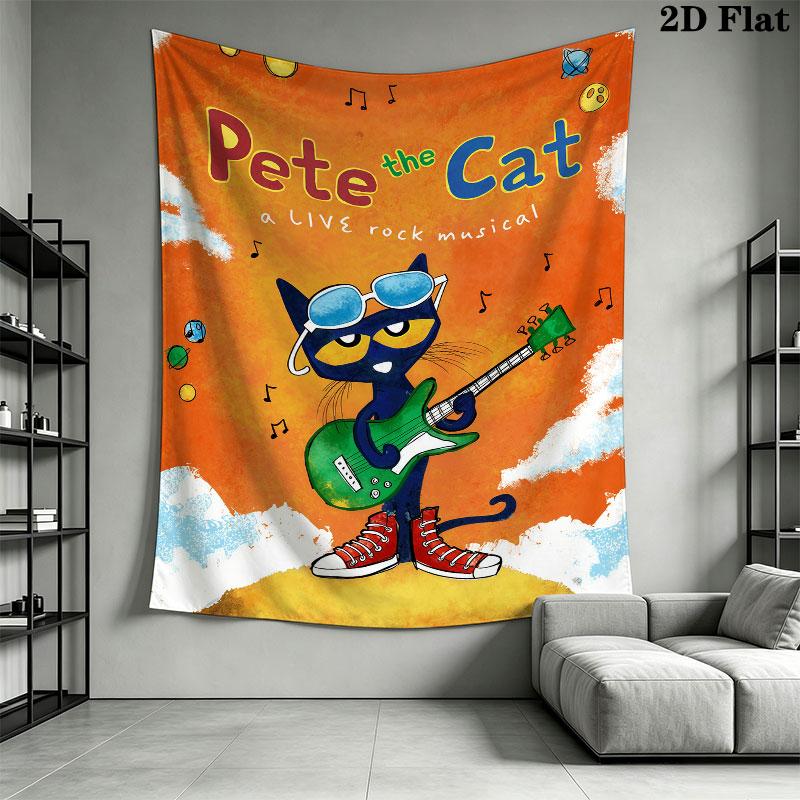Pete Cat Magic Wall Hanging Printed Fabric Blanket Decorative Tapestries for Bedroom Living Room Home Decor