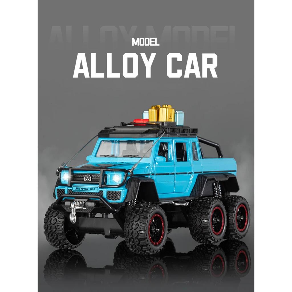 Travel Version 1/24 Benz G63 6*6 Tyre Alloy Pickup Car Model Diecasts Metal Off-Road Vehicles Car Model Sound Light Kids Toy Gift