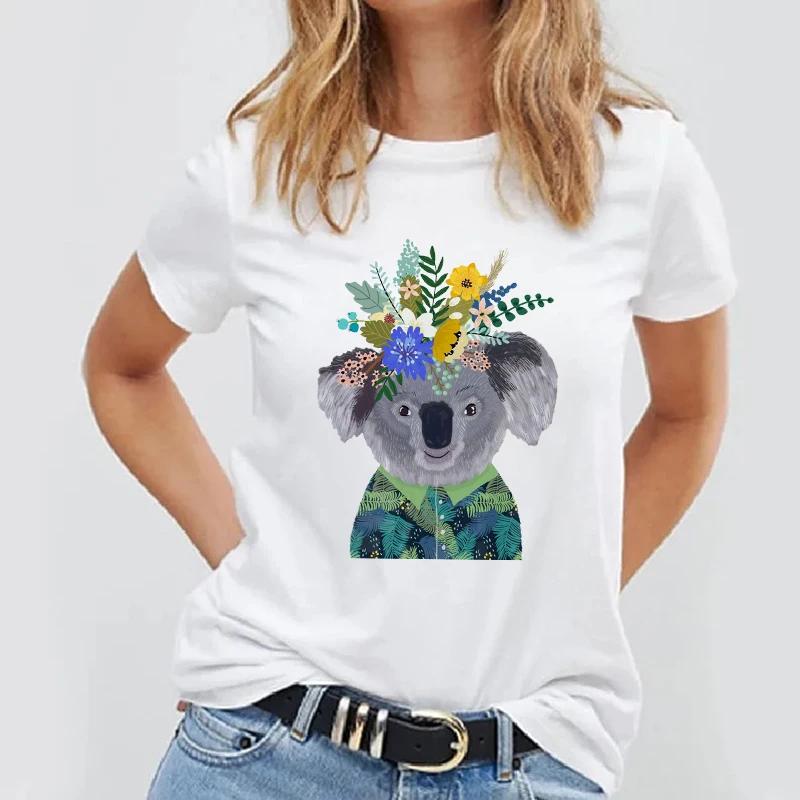 Women T Shirt Simple Design Tops Panda Printed Female Tee T Shirts Casual Basic Summer White Tshirt Kawaii Lady Tshirts 2021