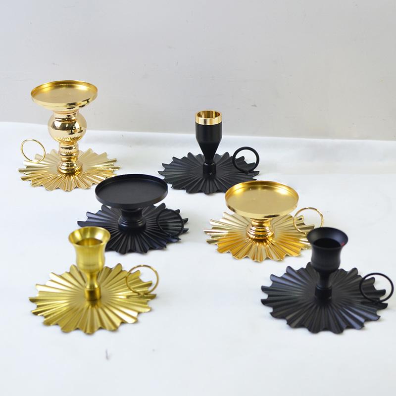 1PC Candle Stand Black Iron Home Decoration Metal Pillar Candleholder Candle Holder Desktop Cast Decor Taper Candlestick Wedding