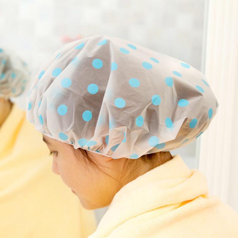 1/2/3PCS Waterproof Shower Cap for Women Bathroom Spa Salon Elastic Hair Cover Bonnet