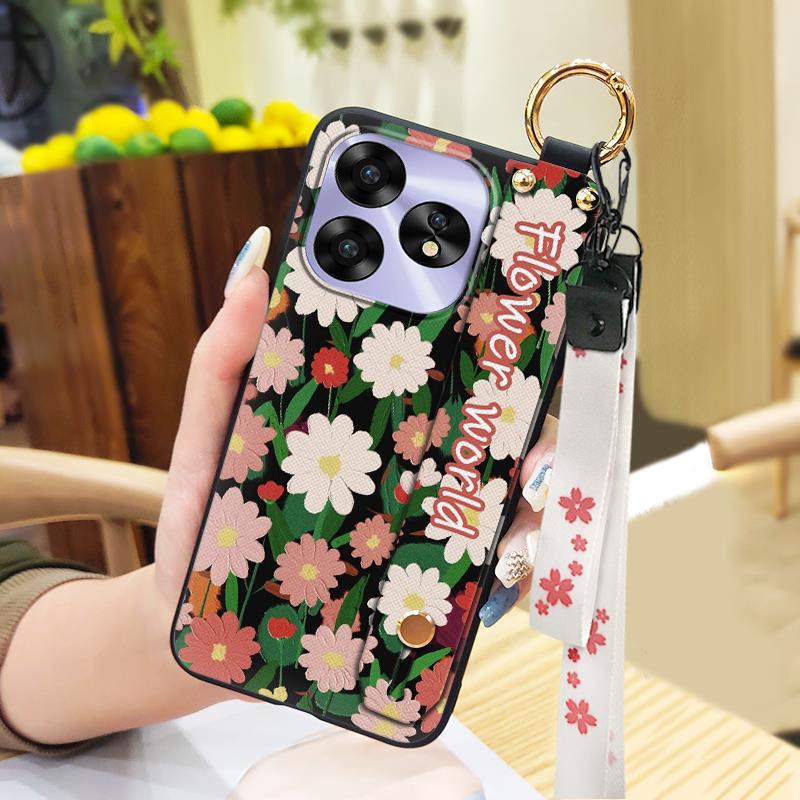Fashion Design Wrist Strap Phone Case For UMIDIGI A15/A15C Protective Ring Anti-dust Back Cover Anti-knock Wristband
