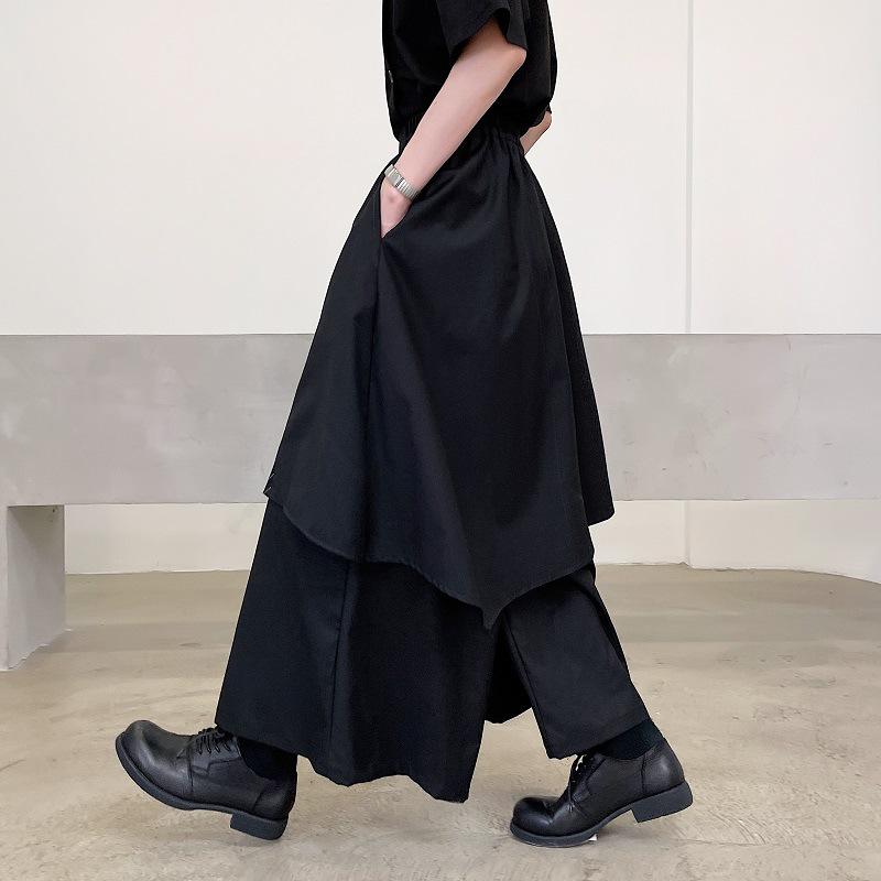 Yohji Yamamoto Men's Dark Irregular Japanese-style Ribbon Pants - Samurai Kendo Skirt Design for Summer