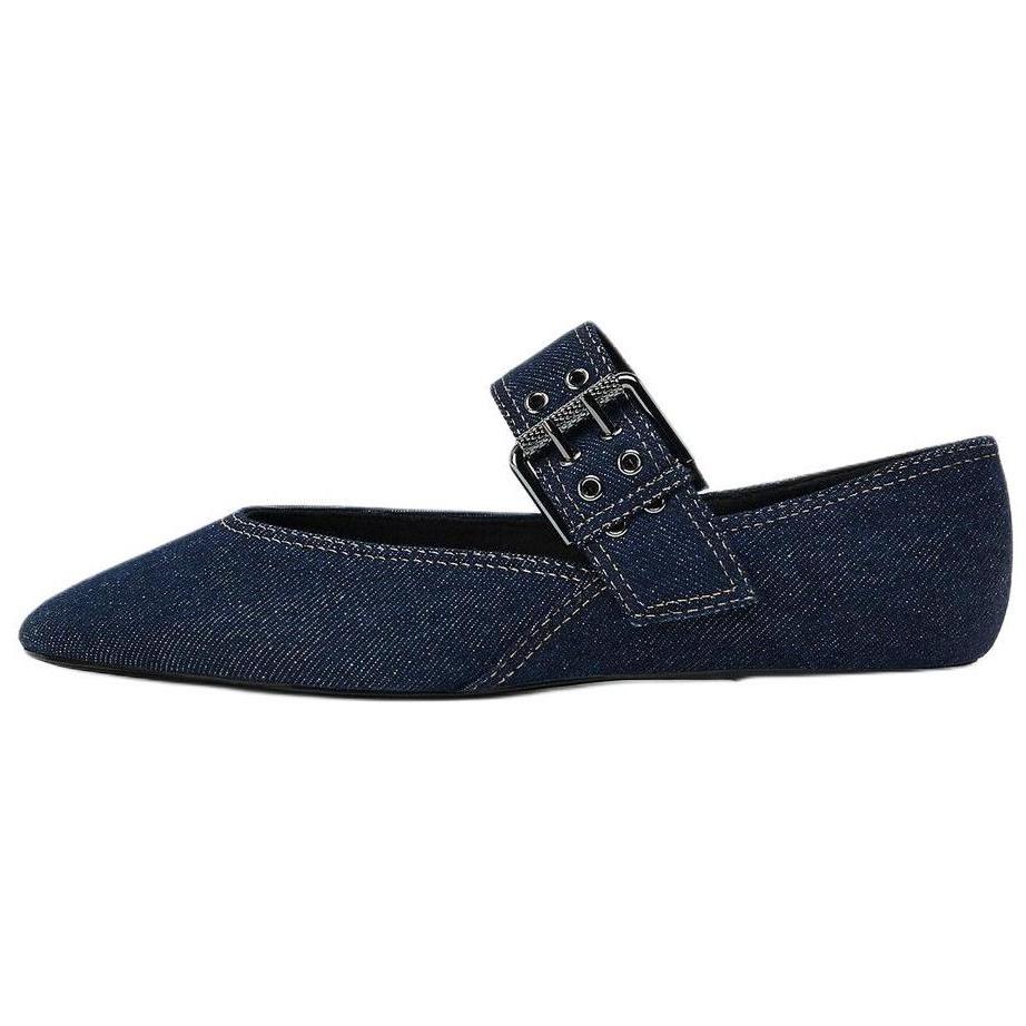 Zara Lightweight Trendy Fashion Simple Buckle Decor Denim Ballet Flat Casual Shoes Women flats Blue 13589510-38