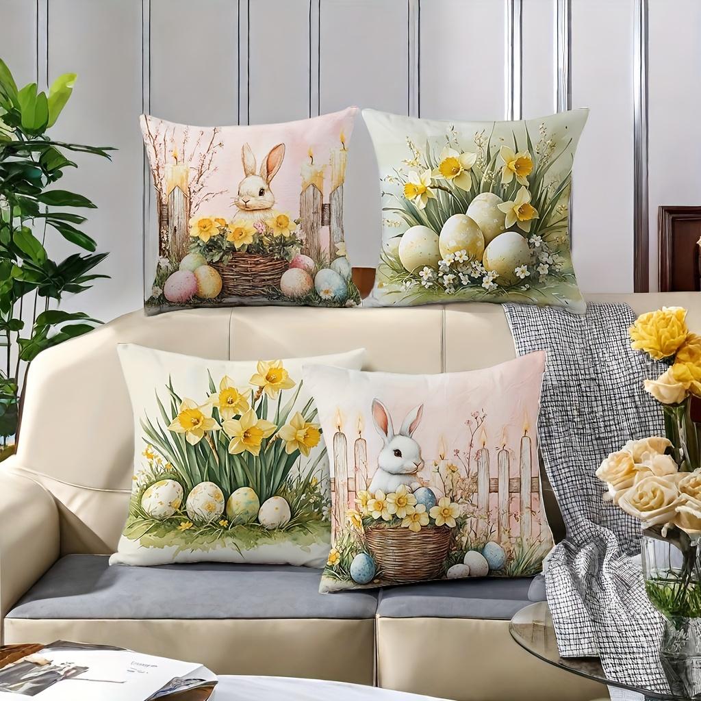 1 Set Of 4 New Pillow Covers Set Easter Pattern Modern Style Warm And Cozy Beautiful And Practical