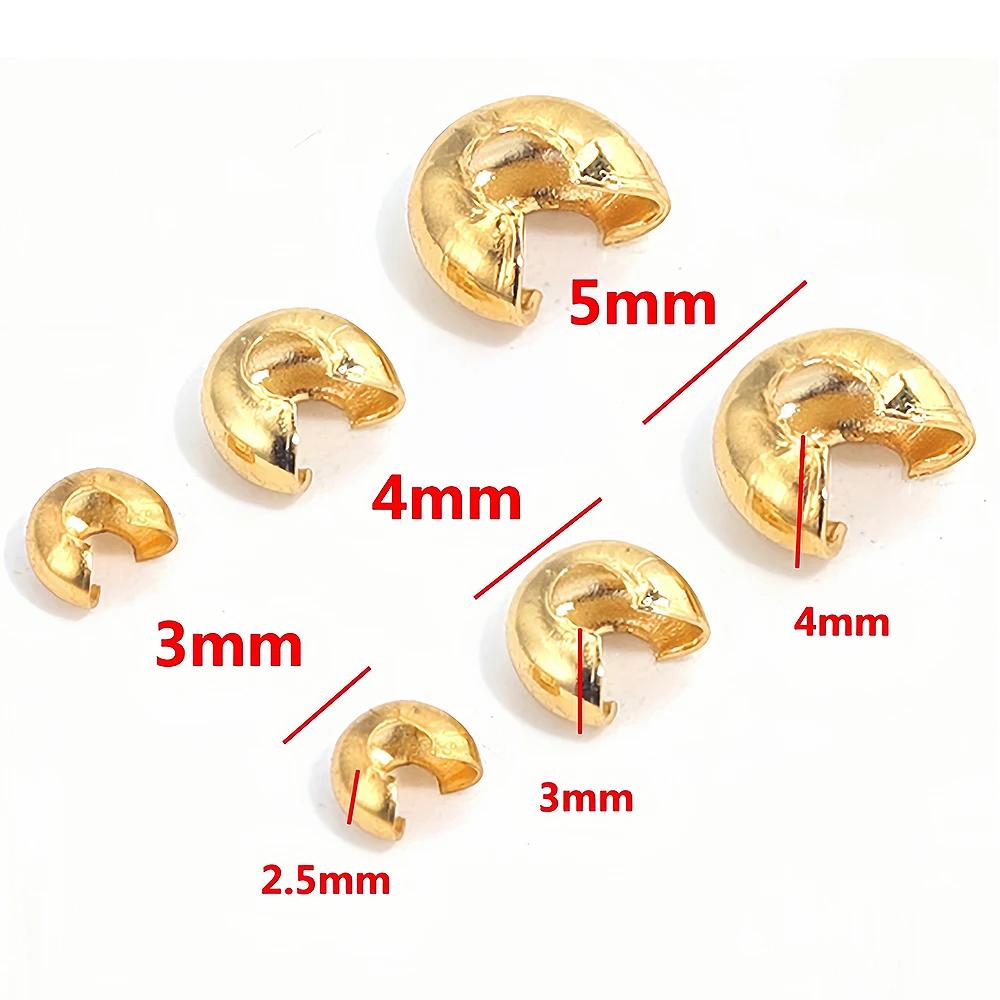50/80PCS Copper Round Covers Open Crimp End Beads Dia 3 4 5 Mm Stopper Spacer Beads For DIY Jewelry Making Findings Supplies