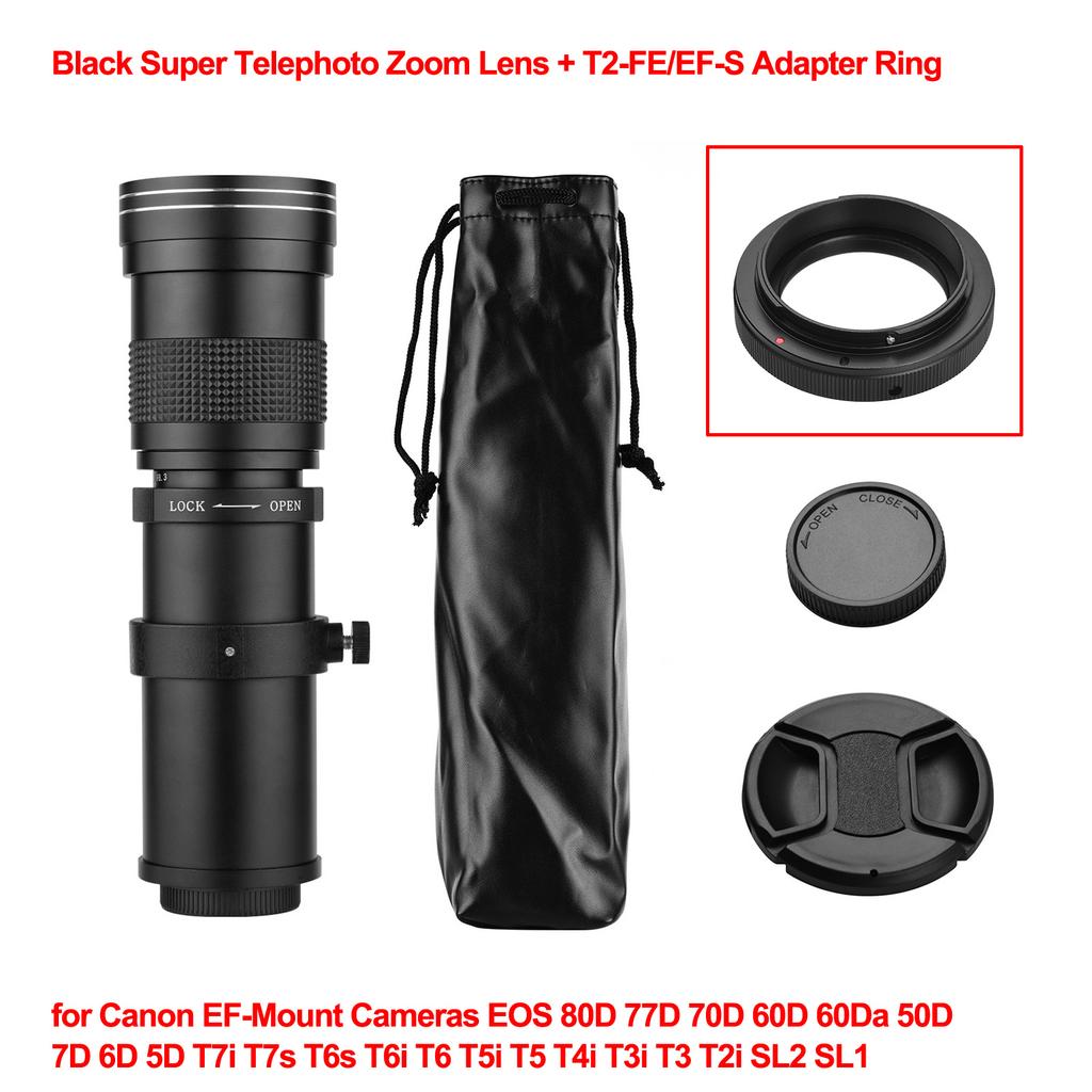 Camera MF Super Telephoto Zoom Lens F/8.3-16 420-800mm T Mount with 1/4 Thread for Canon Nikon Sony Fujifilm Olympus Cameras