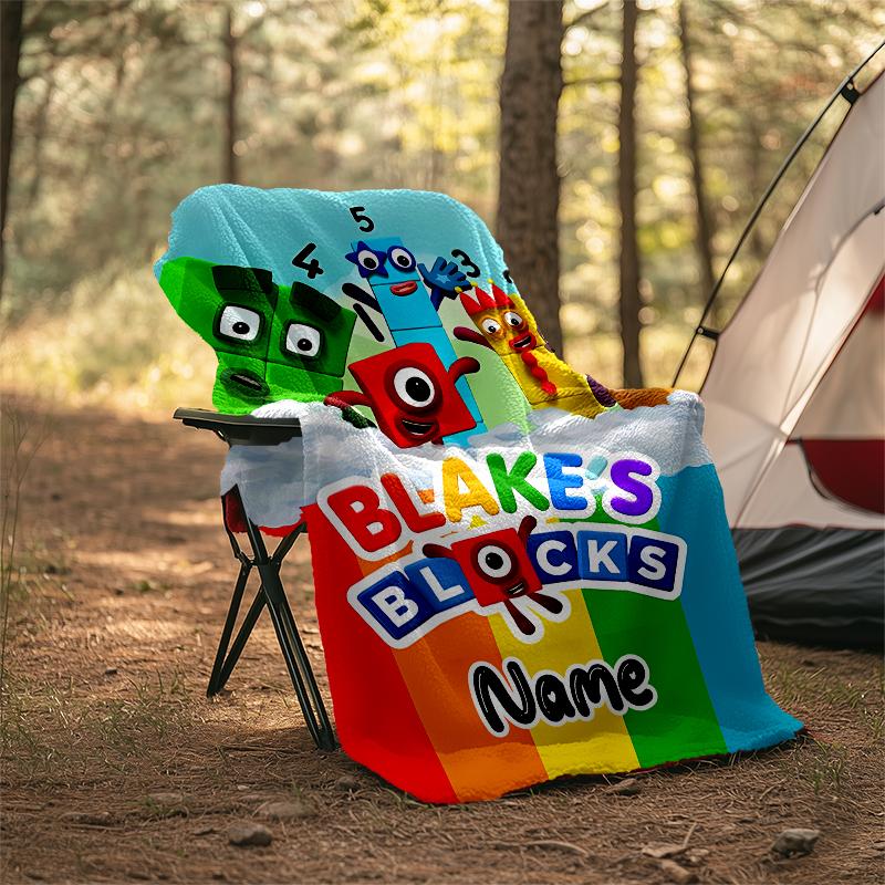 Personalized Custom Name Blanket - Numberblocks Print Design,Blanket for Sofa,Bed,Travel,Camping - Soft and Warm, Great Gift