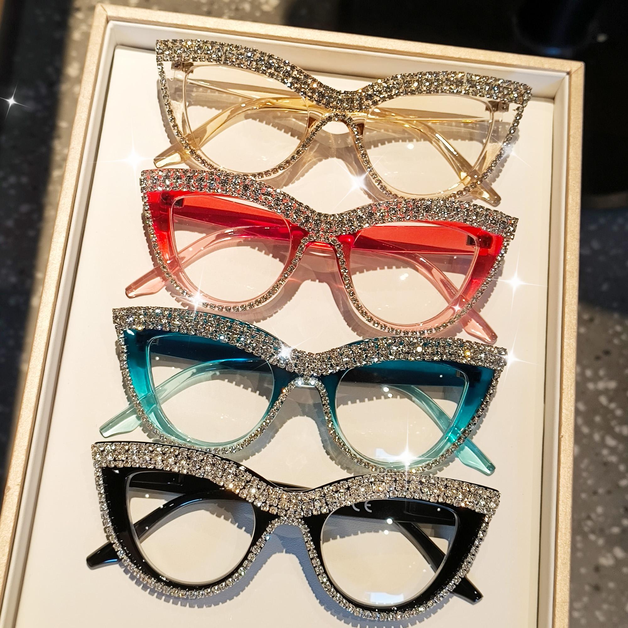 Dote Women's Elegant Fashion Glasses With Rhinestone - Cat Eye Frame, Perfect For Formal Events, Formal Eyewear