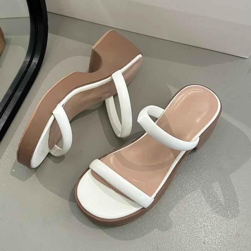 Heightened Platform Sandals for Women Spring and Summer New Style with Skirt French Sandals Block Heel Flip Slippers