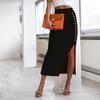 Summer New Slim and Sexy Professional Women's Clothing Ribbed Temperament Slit Button Half Skirt