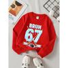 European sizes Kids' Casual Printed Round Neck Pullover, Kids' Round Neck Sweatshirt with Fashion 67 Theme Feature Print for Kids
