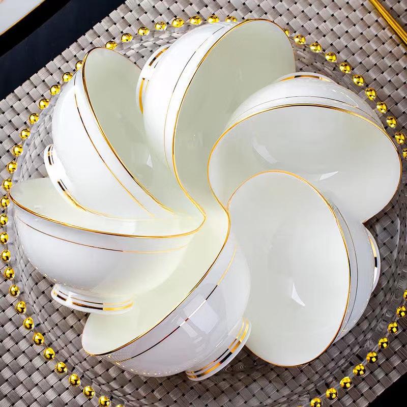 

ChuyiQi Premium Gold-Trimmed Bone China High-Foot Rice Bowl
