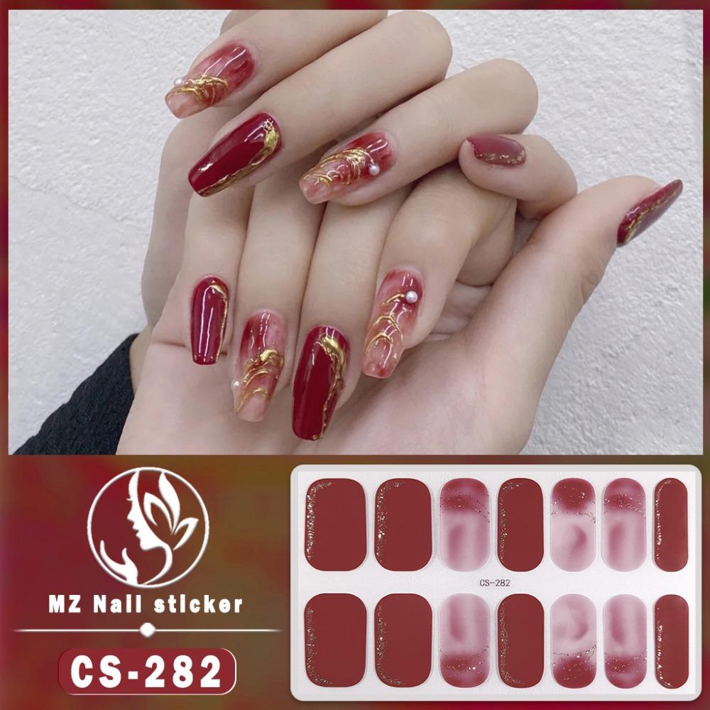 New waterproof no-bake gel nail polish film full sticker New Year's nail art film paper nail film paper patch