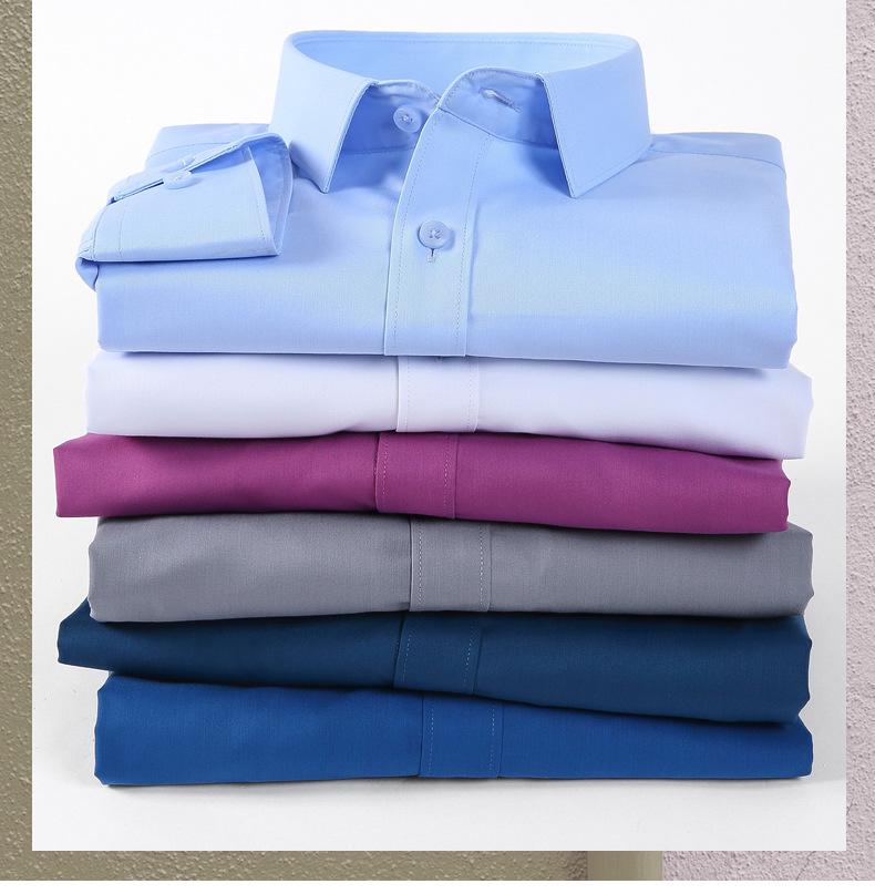 Men's Long Sleeve Non-Iron Bamboo Fiber Formal Shirt with Embroidered Logo