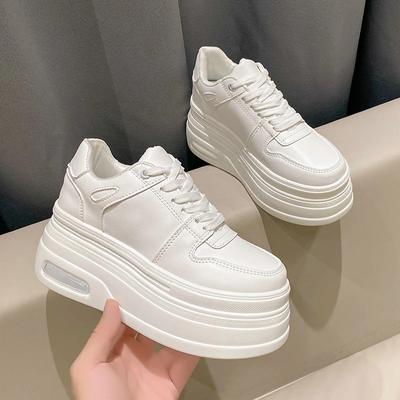Fashion Fashion Tide Platform Women's Sneakers Lace Up Breathable Comfor Height Increase Shoe White/Black Skate Walking Sports Shoe