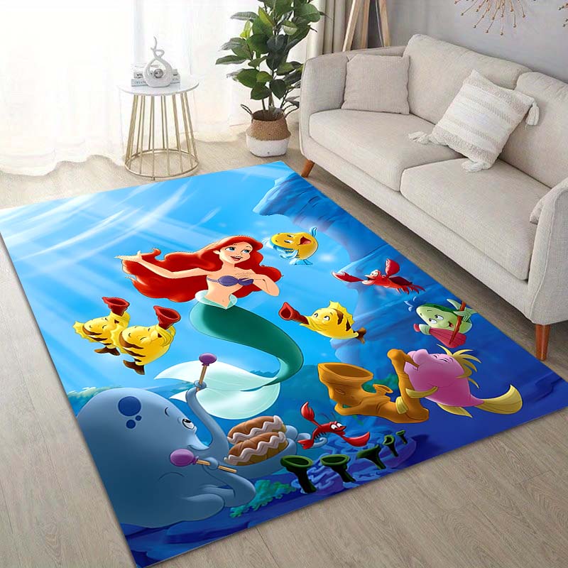 1PC Disney The Little Mermaid Print Carpet for Living Room Bedroom Kid's Room Home Decor Pink Room Decor Area Rug Non-slip Mat