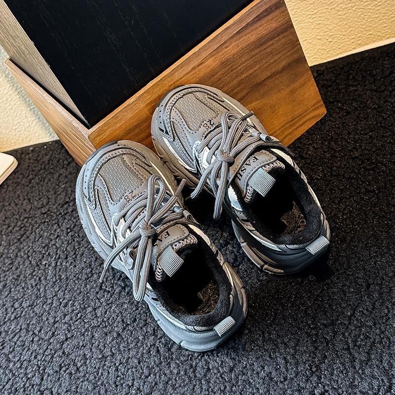 Winter Hot-selling Boys and Girls Plus Velvet Warm Fashion Casual Soft-soled Sports Shoes