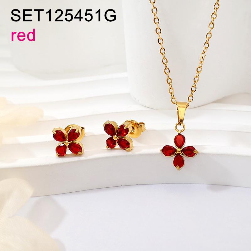Trendy, understated luxury: titanium steel necklace and stud earring set for women. fade-resistant, elegant jewelry