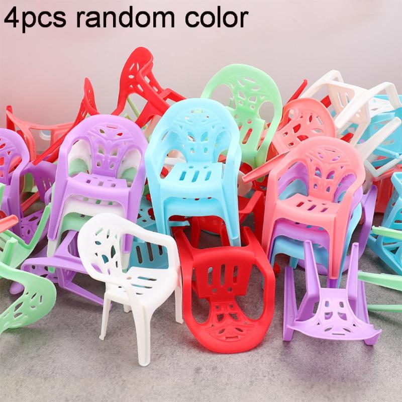 4Pcs Mini Support Miniature Items Armchair Plastic Backrest Chairs For 1/6 Dollhouse Accessories Doll Furniture Children'S Gifts