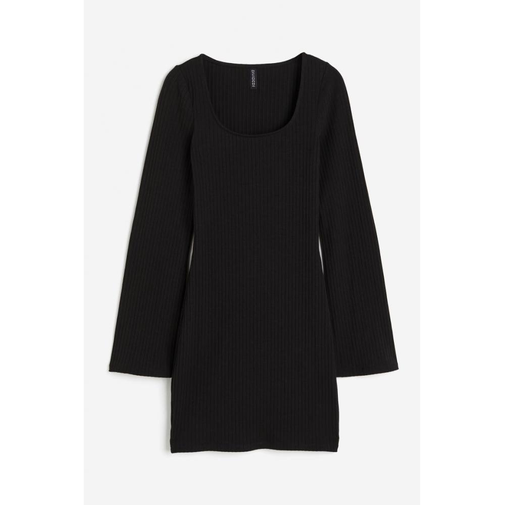 

H M Ribbed Bodycon Dress Black
