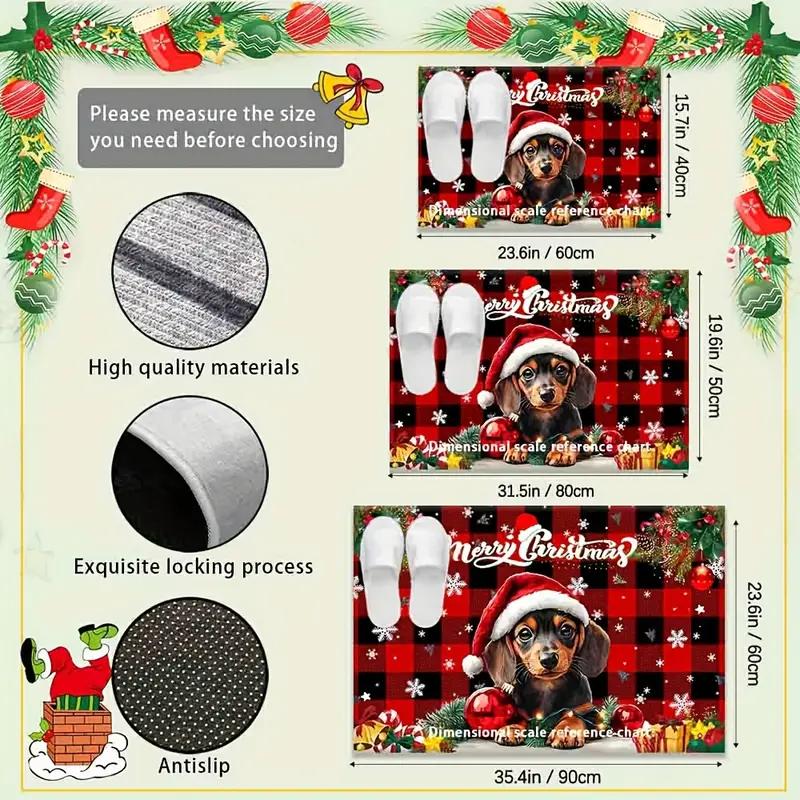 Christmas Cute Dog Rug, Durable And Washable, Entry Mat For The Hallway, Bathroom Door Mat, Home Decoration Item