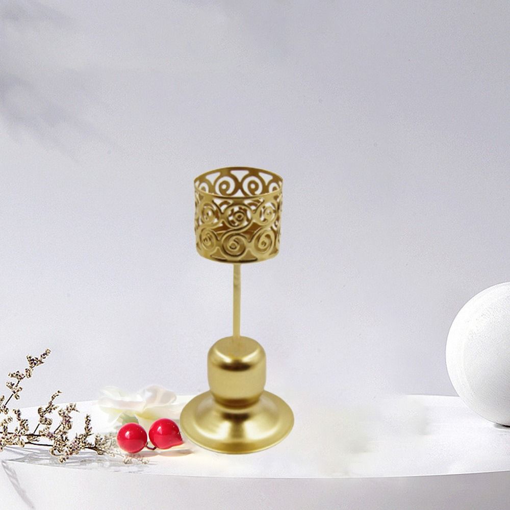 

Nordic Metal Hollow Candlestick Gold Iron Candle Stand Antique Candlestick Ornament Living Room