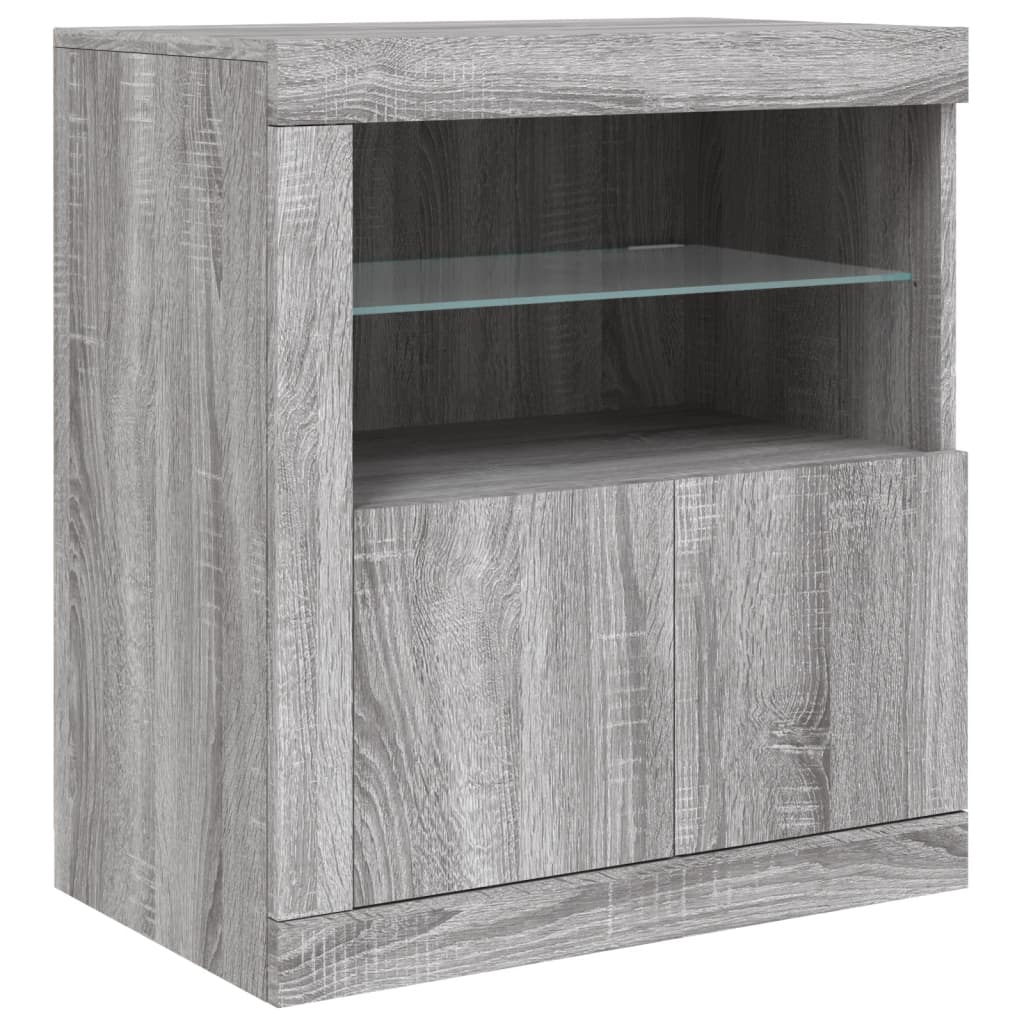 Sideboard with LED Lights Grey Sonoma 162 x 37 x 67 cm