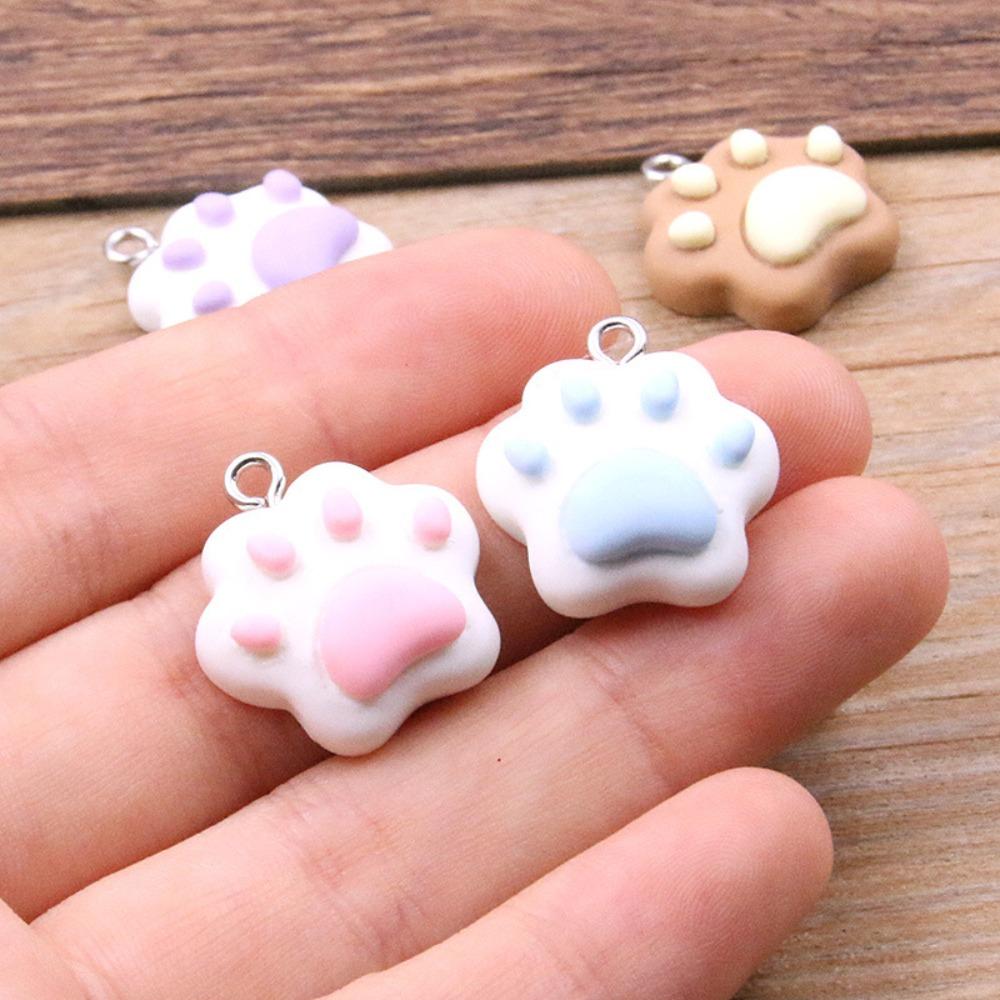 10pcs Resin Colorful Cat Claw Beads Cartoon Cat Claw Resin Pendant Bead Earring Making